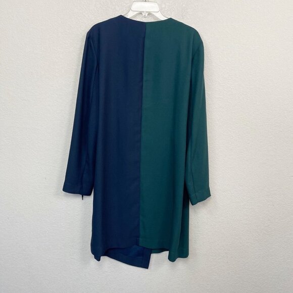 Shirtaporter Abito Corto Incrocio Verde + Blu Wrap Dress DR1578 Womens 46 NEW - Picture 4 of 4